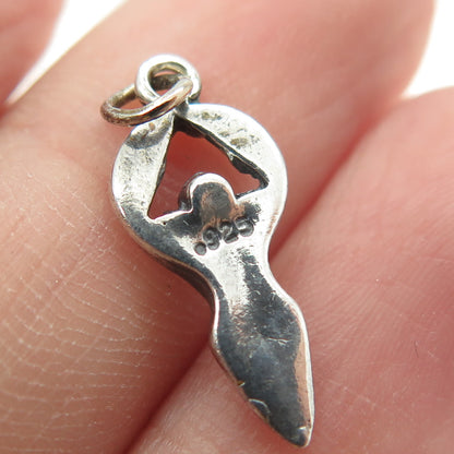 925 Sterling Silver Vintage Fertility Moon Goddess Pendant