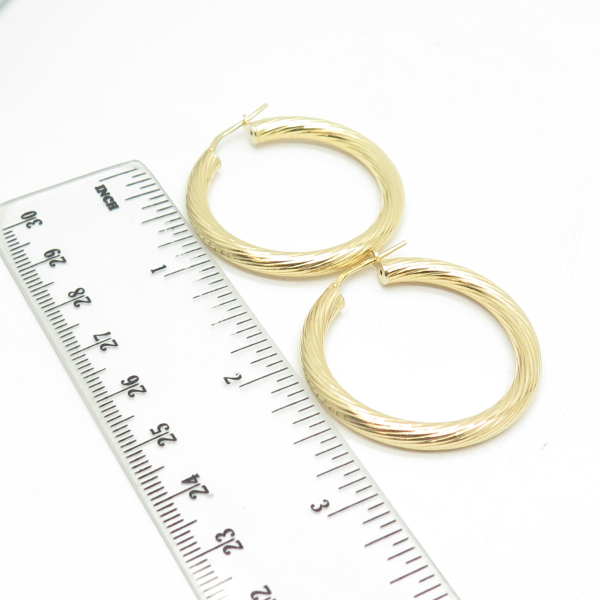 HAN 925 Sterling Silver Gold Plated Italy Twisted Hoop Earrings