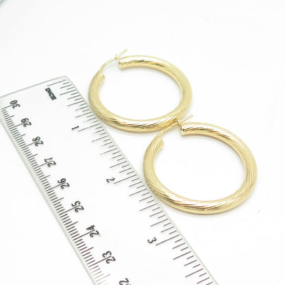 HAN 925 Sterling Silver Gold Plated Italy Twisted Hoop Earrings