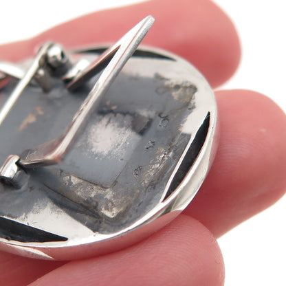 925 Sterling Silver 10K Gold Vintage Real Diamond Picture Frame Brooch / Pendant