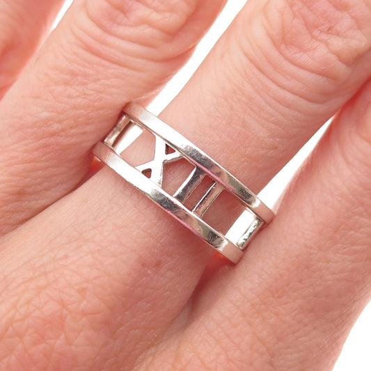 925 Sterling Silver Vintage Atlas Band Ring Size 10.5