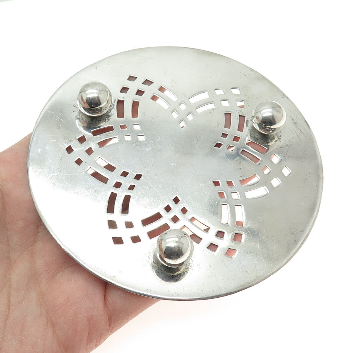 925 Sterling Silver Vintage Floral Trivet Stand
