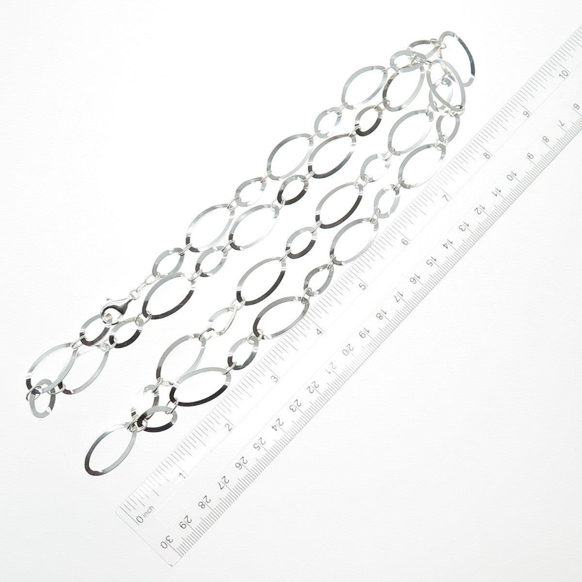 MILOR 925 Sterling Silver Vintage Italy Multi-Oval Chain Necklace 34"