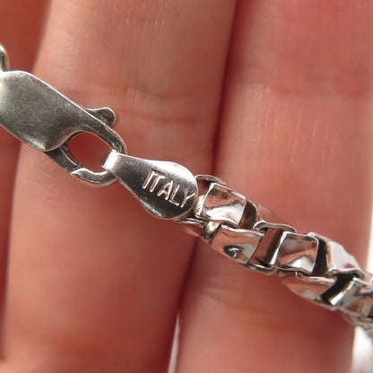 925 Sterling Silver Vintage Italy Box Link Bracelet 7.75"
