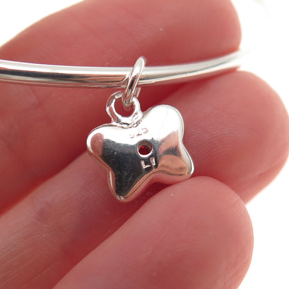 925 Sterling Silver Red Enamel & C Z Butterfly Charm Adjustable Bracelet 5.75"