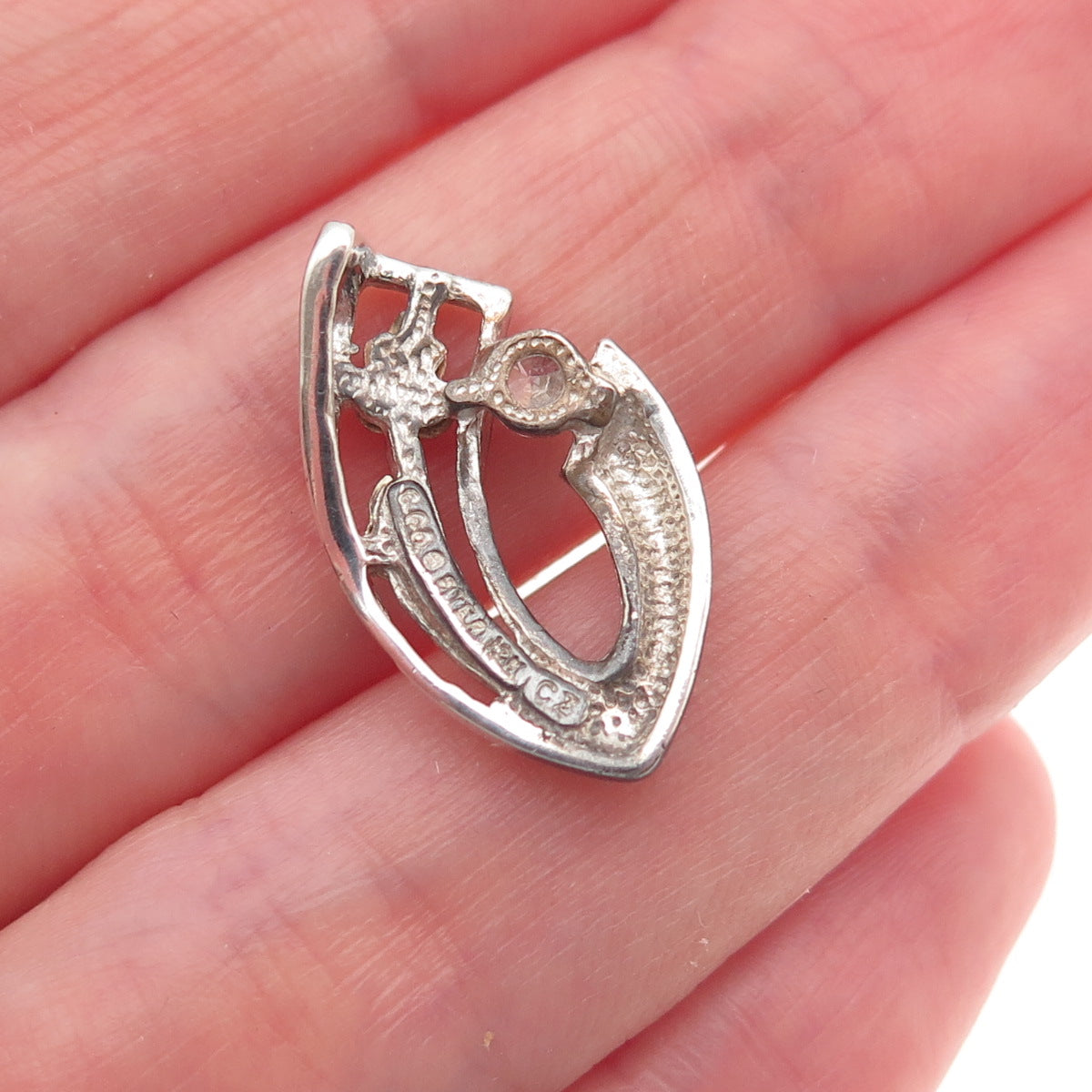 Coleman Co. 925 Sterling 12K Gold Vintage C Z Floral Mini Slide Charm Pendant