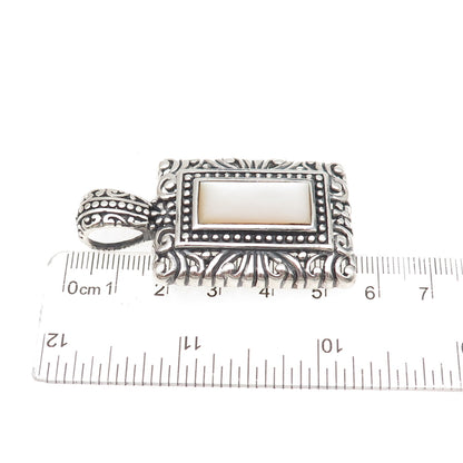 Ken Crafts 925 Sterling Silver Vintage Real MOP Floral Oxidized Pendant