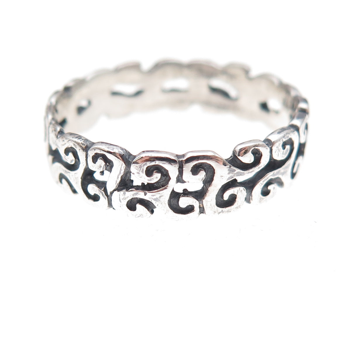 925 Sterling Silver Vintage Celtic Triskelion Oxidized Band Ring Size 9.5