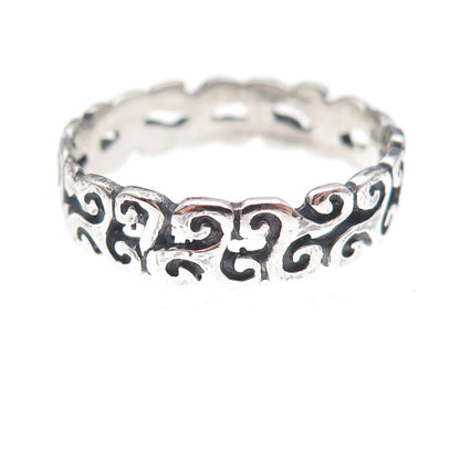 925 Sterling Silver Vintage Celtic Triskelion Oxidized Band Ring Size 9.5
