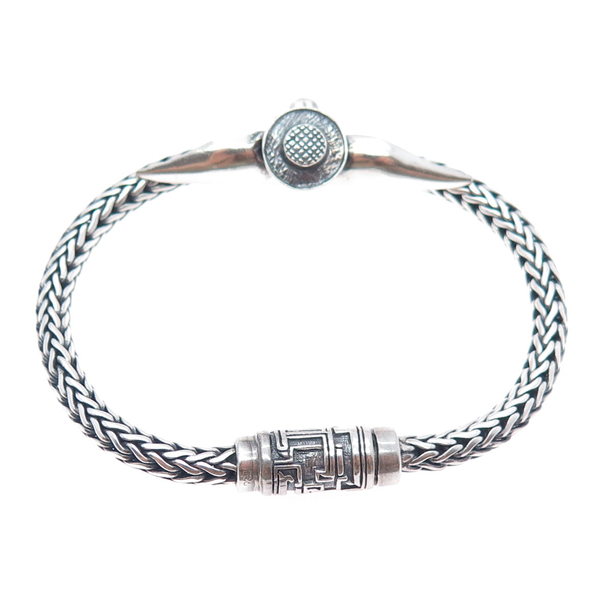 925 Sterling Silver Vintage Horse Oxidized Spiga Link Bracelet 6.25"