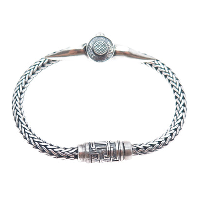 925 Sterling Silver Vintage Horse Oxidized Spiga Link Bracelet 6.25"