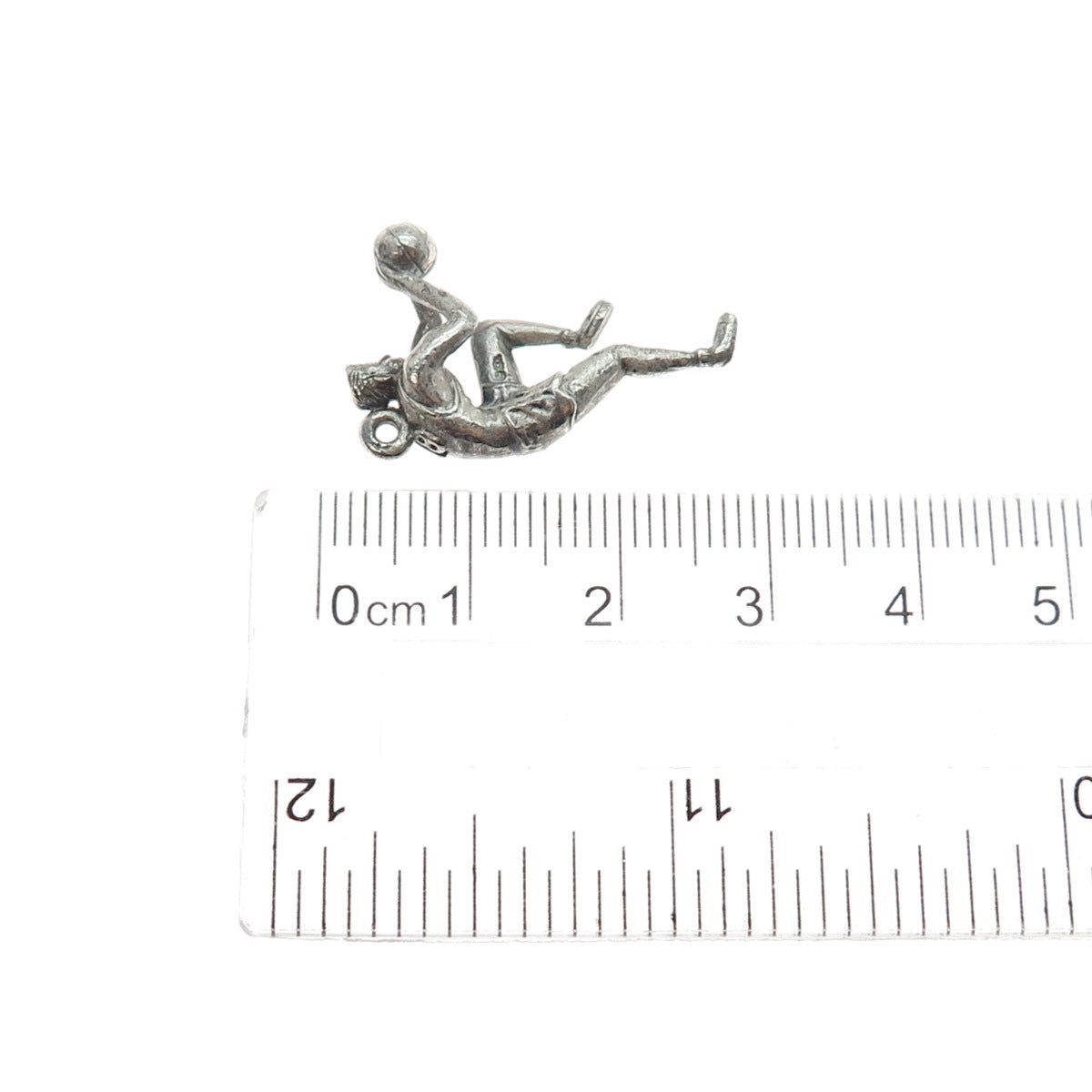 CREED 925 Sterling Silver Vintage Basketball Player Oxidized Charm Pendant