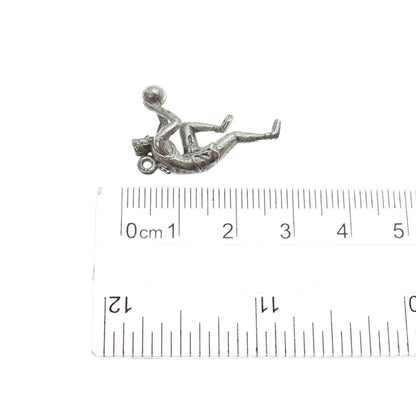 CREED 925 Sterling Silver Vintage Basketball Player Oxidized Charm Pendant
