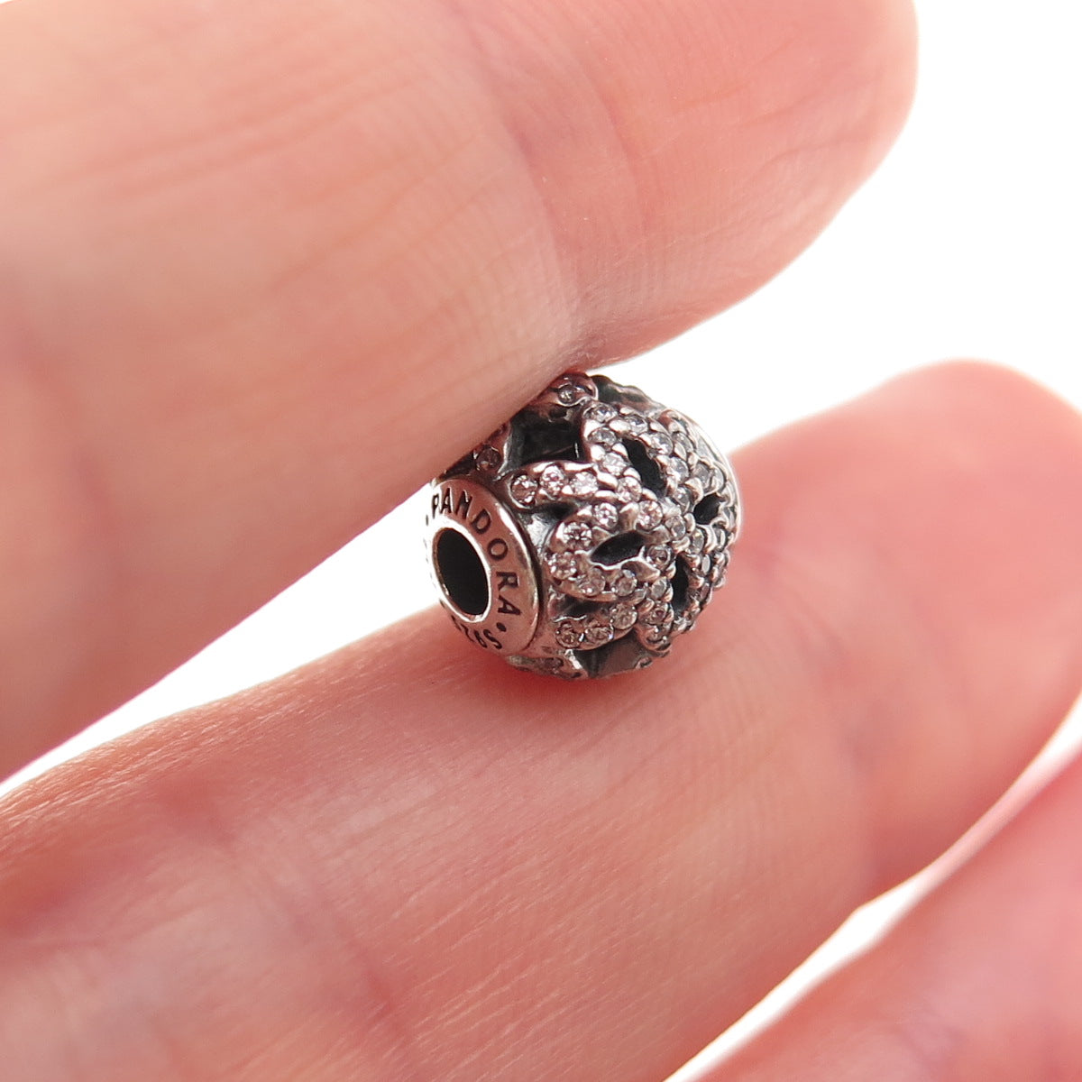 Pandora 925 Sterling Silver C Z Essence Appreciation Slide Bead Charm