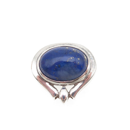 925 Sterling Silver Vintage Real Lapis Lazuli Modernist Slide Charm Pendant