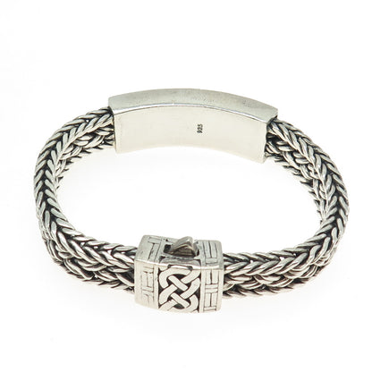 925 Sterling Silver Vintage Celtic Knot Wheat Link Solid 70.1g Bracelet 7.25"