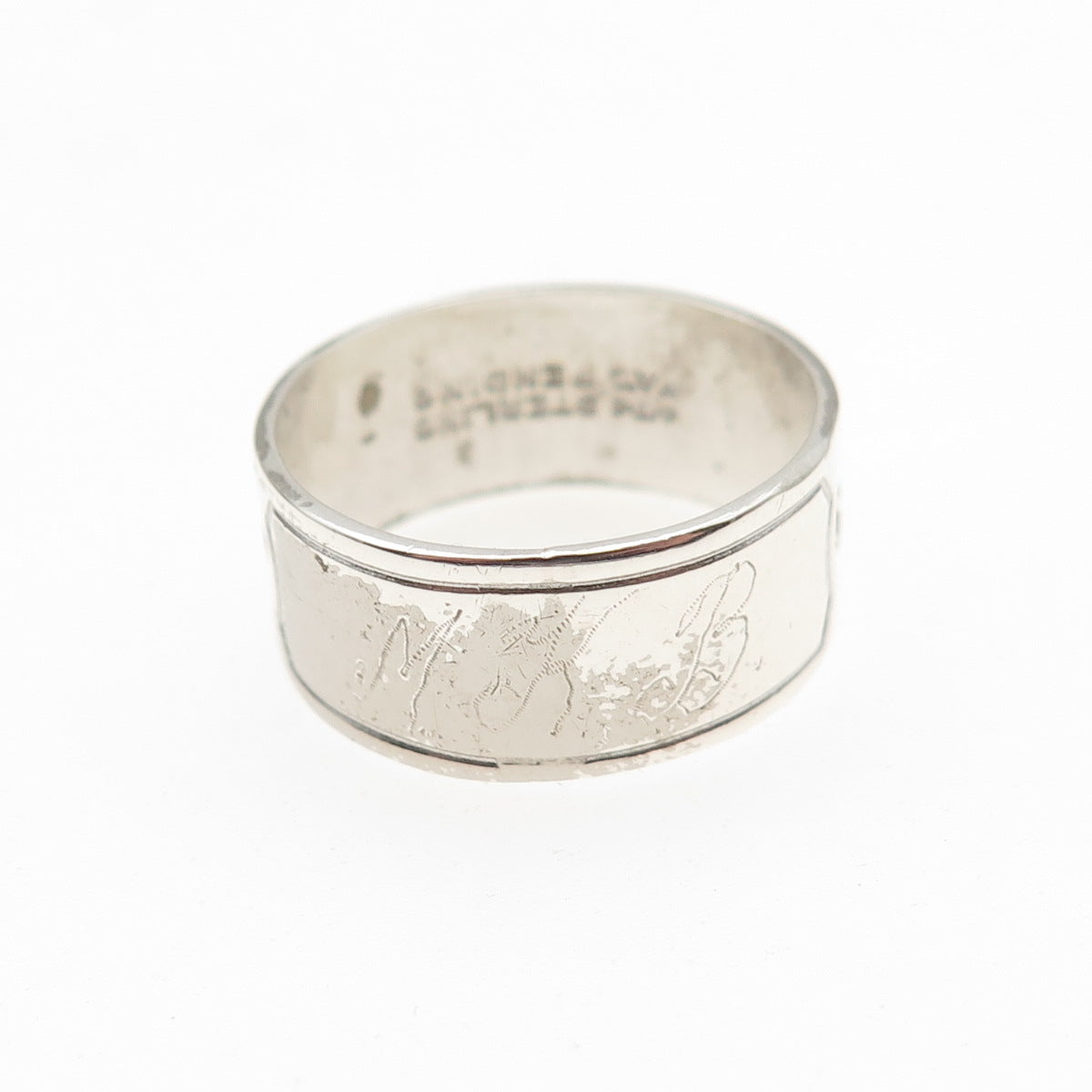 UNCAS 925 Sterling Antique Art Deco Good Luck Chinese Character Ring Size 7.25