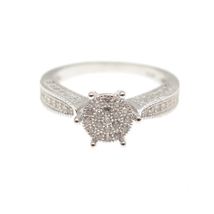 925 Sterling Silver Round-Cut C Z Engagement Ring Size 6.75