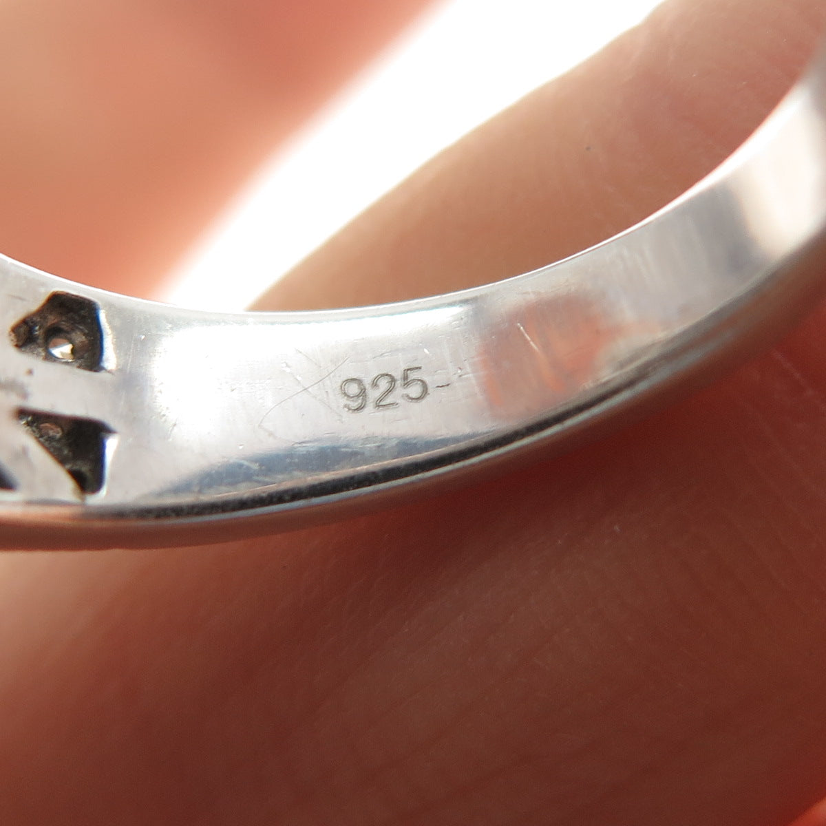 925 Sterling Silver Real Round & Tapered Baguette-Cut Diamond Ring Size 6.75