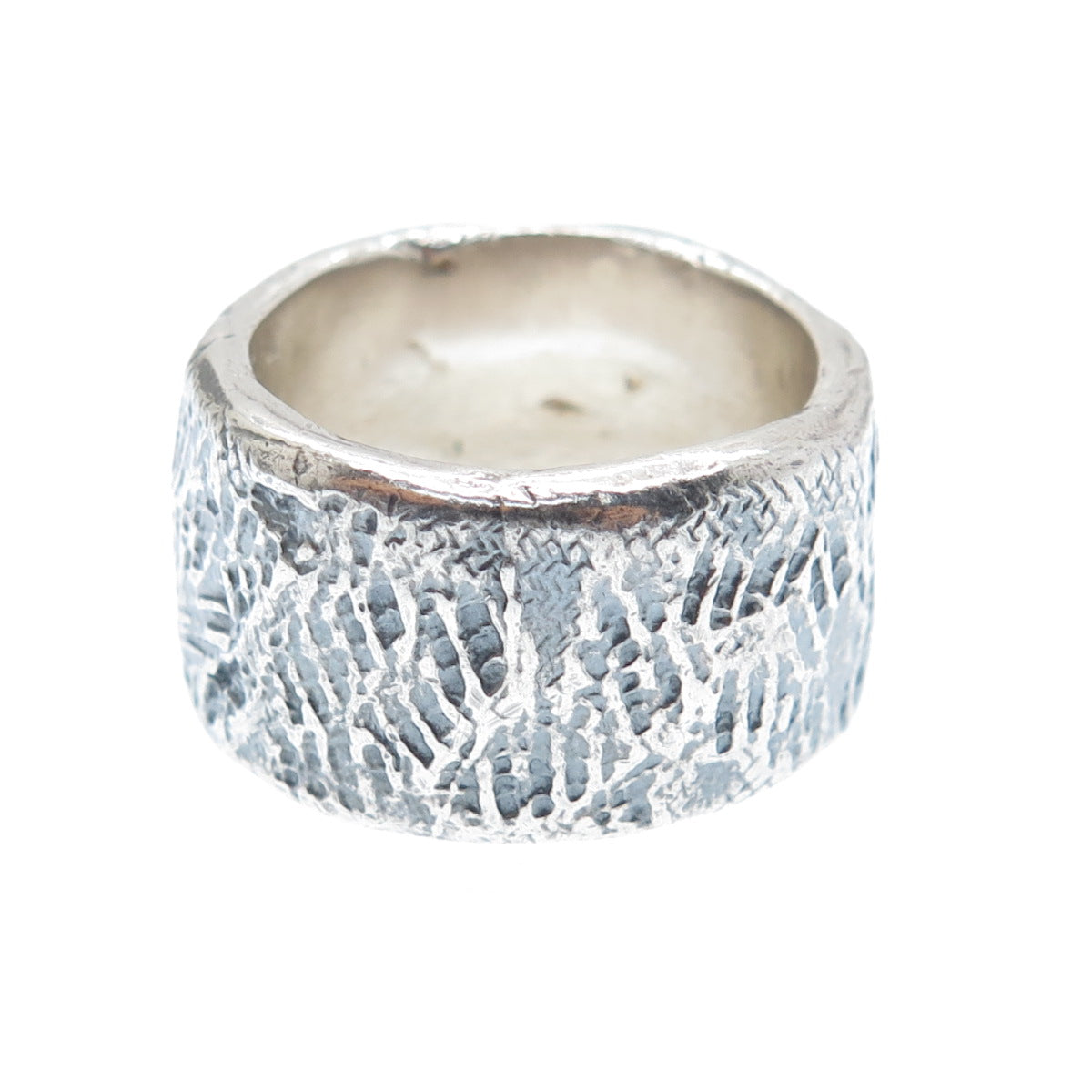 BRIM BITER 925 Sterling Silver Vintage Modernist Oxidized Band Ring Size 6