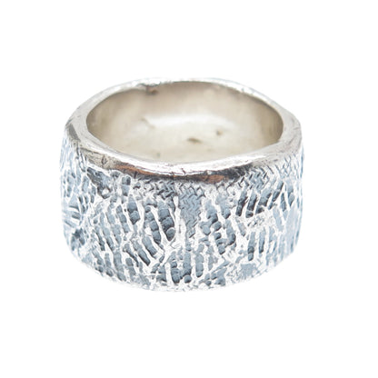 BRIM BITER 925 Sterling Silver Vintage Modernist Oxidized Band Ring Size 6