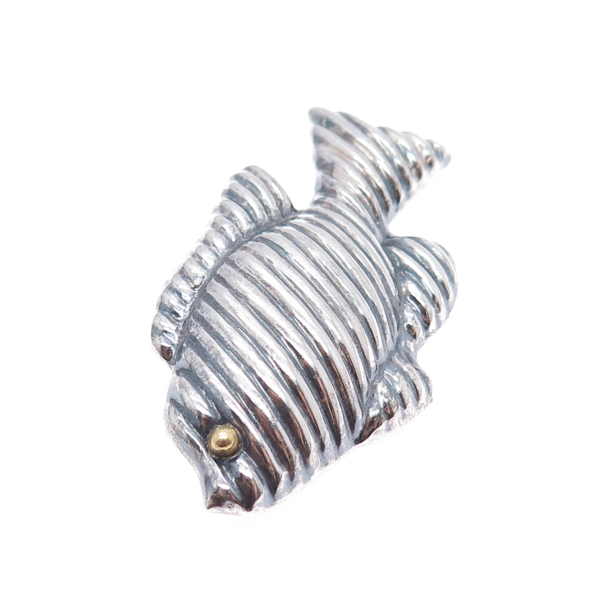925 Sterling Silver Vintage Mexico Modernist Fish Oxidized Pin Brooch / Pendant