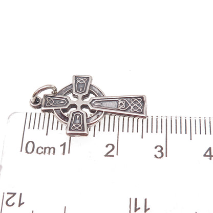 925 Sterling Silver Vintage Celtic Cross Oxidized Charm Pendant