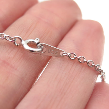 925 Sterling Silver Champagne & White C Z Cable Chain Necklace 16"