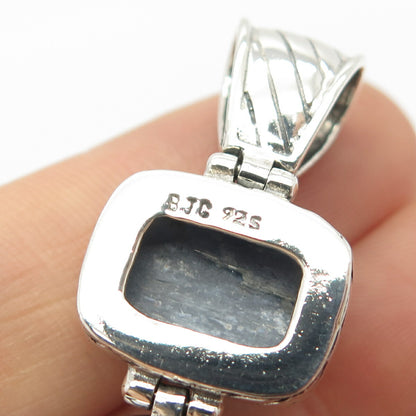 925 Sterling Silver Vintage BJC Samuel Benham Smoky Quartz & Kyanite Gem Pendant