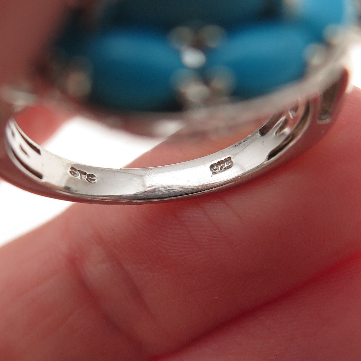 Chuck Clemency 925 Sterling Silver Real Turquoise & Apatite Ring Size 8.25