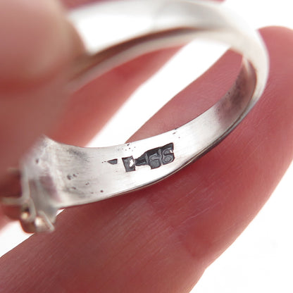 925 Sterling Silver Vintage Mexico Modernist Peak Oxidized Ring Size 7.5