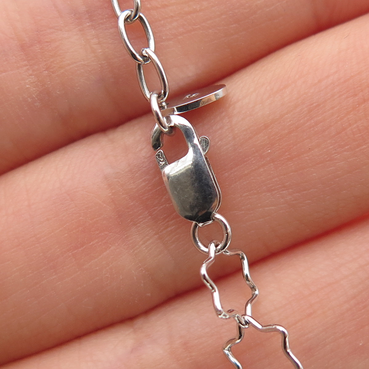 925 Sterling Silver Real Tahitian Pearl Beaded Star Chain Necklace 16-18"