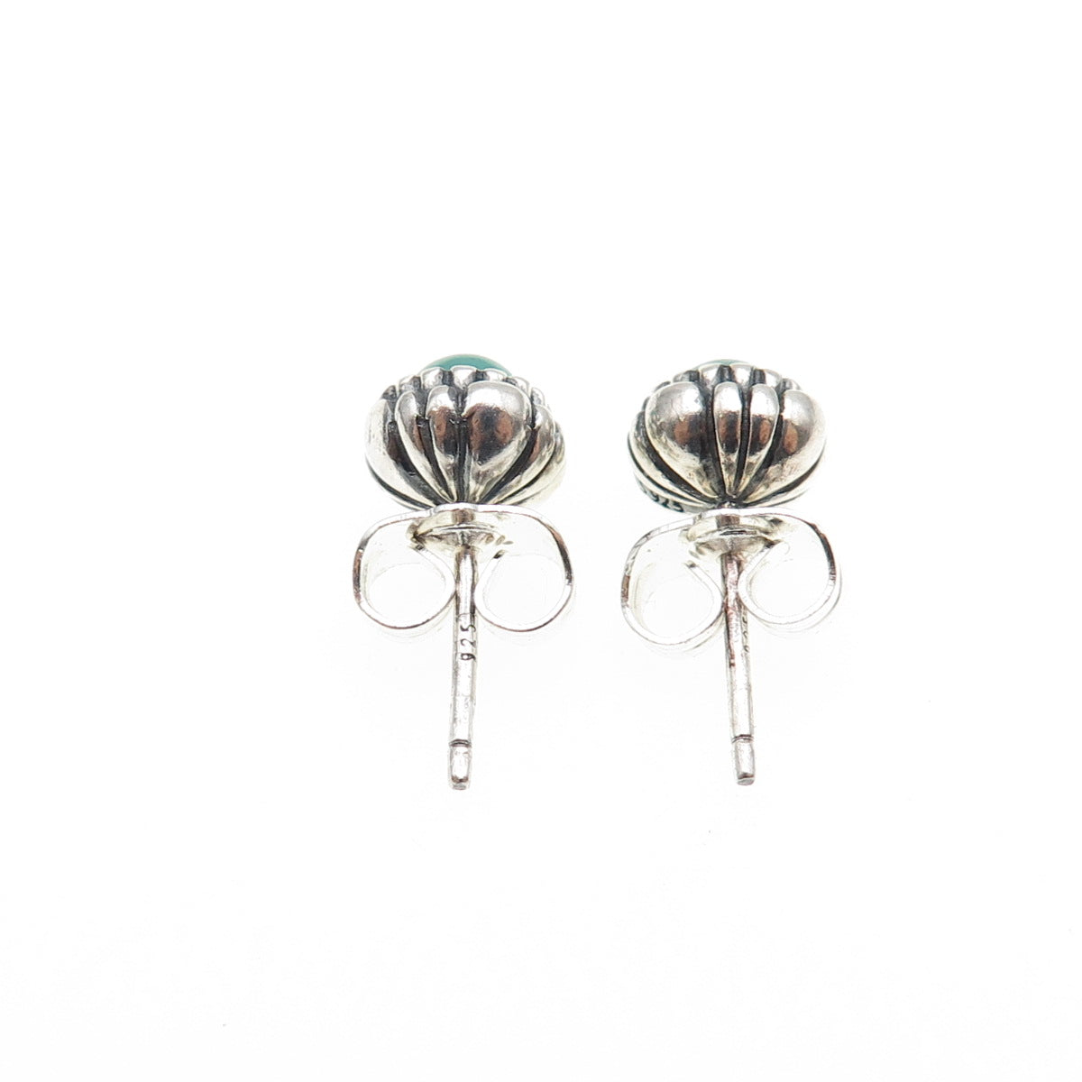 925 Sterling Silver Faux Pearl Oxidized Stud Earrings