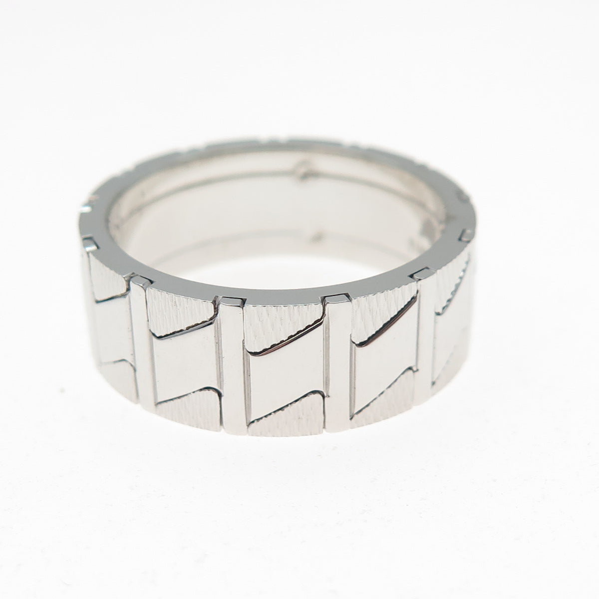 NEOS 925 Sterling Silver Textured Zig Zag Band Ring Size 8.75