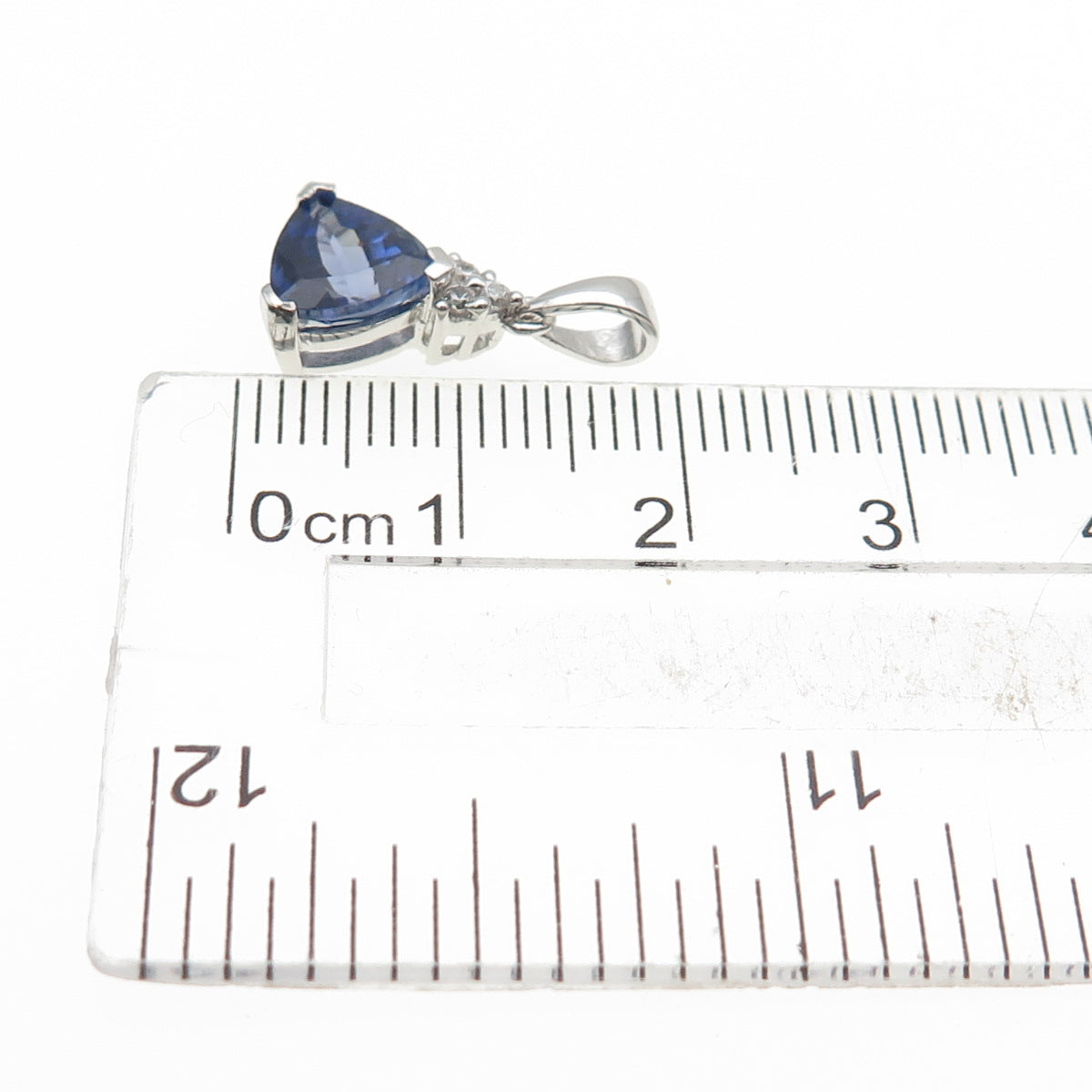 JH YOUNG 925 Sterling Silver Blue & White C Z Mini Charm Pendant