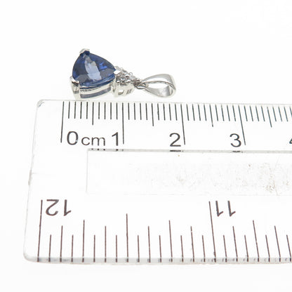 JH YOUNG 925 Sterling Silver Blue & White C Z Mini Charm Pendant
