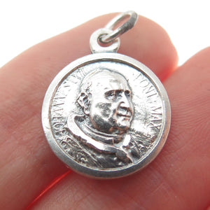 925 Sterling Silver Vintage Pope John XXIII Coin Minimalist Charm Pendant