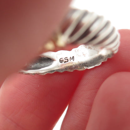 David Yurman 925 Sterling Silver 14K Gold Vintage Real Blue Topaz Ring Size 6.5