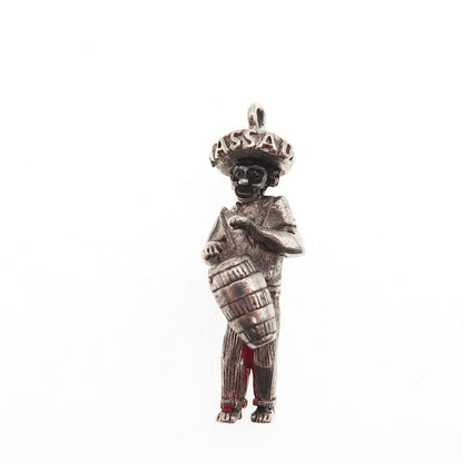 Payton Pepper & Sons Sterling Vintage 1965 Birmingham Bongo Drum Player Pendant