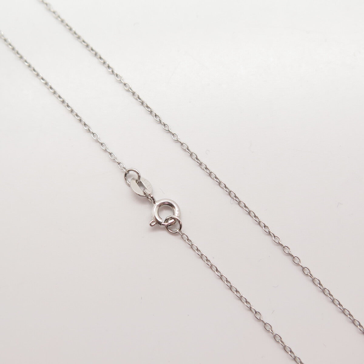 925 Sterling Silver Real White Diamond Heart Rolo Chain Necklace 16"