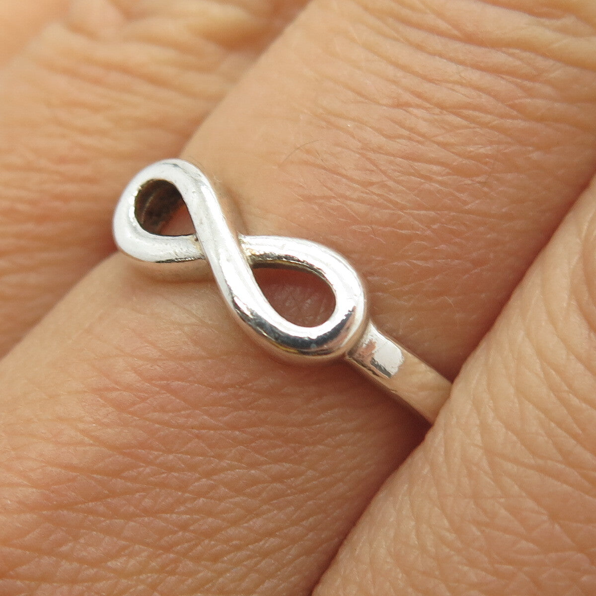 925 Sterling Silver Vintage "You & Me" Infinity Ring Size 7