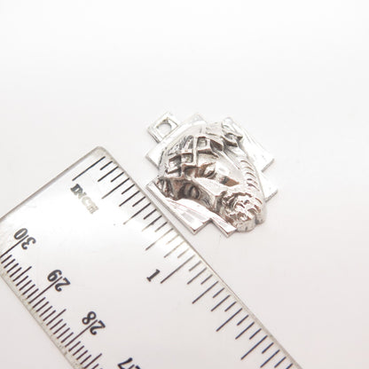 925 Sterling Silver Vintage Chapel Jesus Religious Cross Pendant
