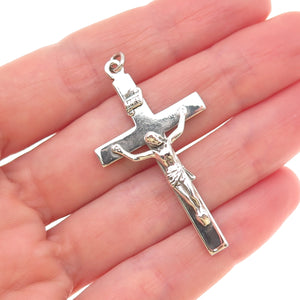 Creed 925 Sterling Silver Vintage Crucifix Cross Religious Oxidized Pendant