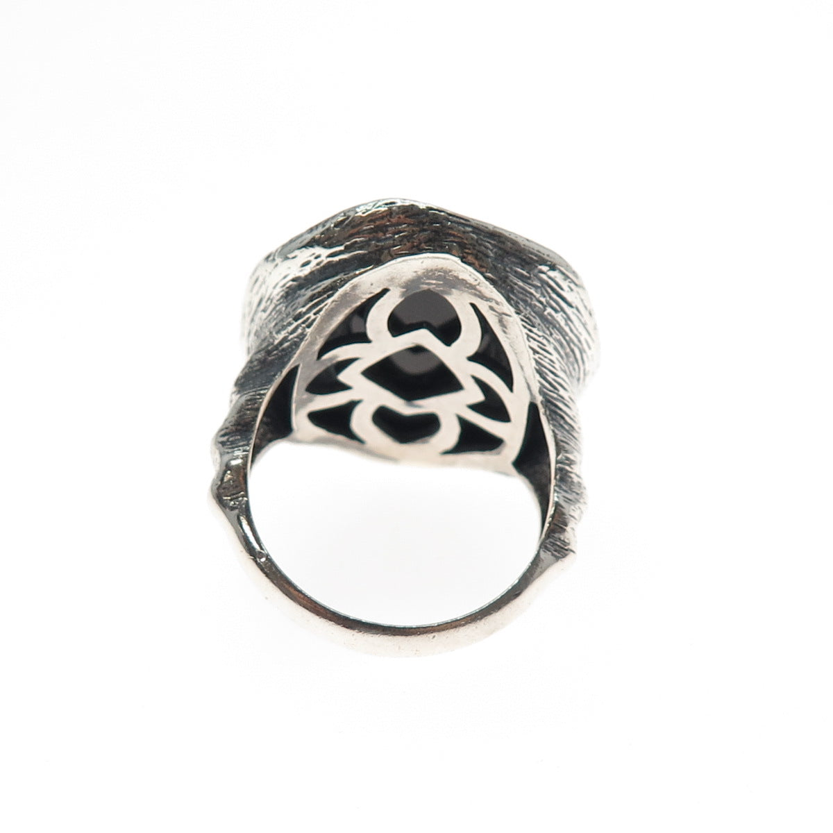 CLYDE DUNEIER CID Sterling Silver Vintage Black Onyx Modernist Ring Size 8.25