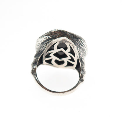 CLYDE DUNEIER CID Sterling Silver Vintage Black Onyx Modernist Ring Size 8.25