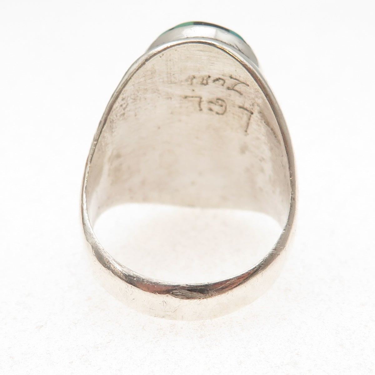 Lucy Gchachu Zuni Old Pawn 925 Sterling Turquoise Coral Onyx MOP Ring Size 11.5