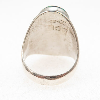 Lucy Gchachu Zuni Old Pawn 925 Sterling Turquoise Coral Onyx MOP Ring Size 11.5