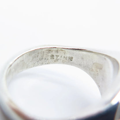 925 Sterling Silver Vintage Modernist Ring Size 4.75