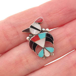Edison Largo Navajo Old Pawn Sterling Vintage Multi-Gem Thunderbird Lapel Pin