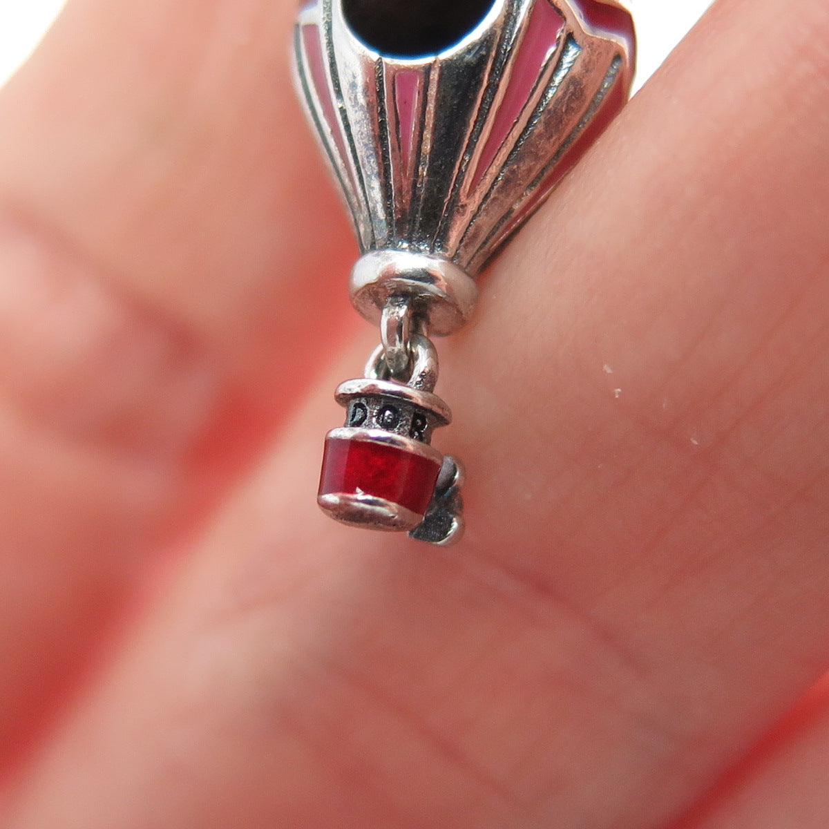 PANDORA 925 Sterling Silver Enamel Air Balloon Dangle Charm